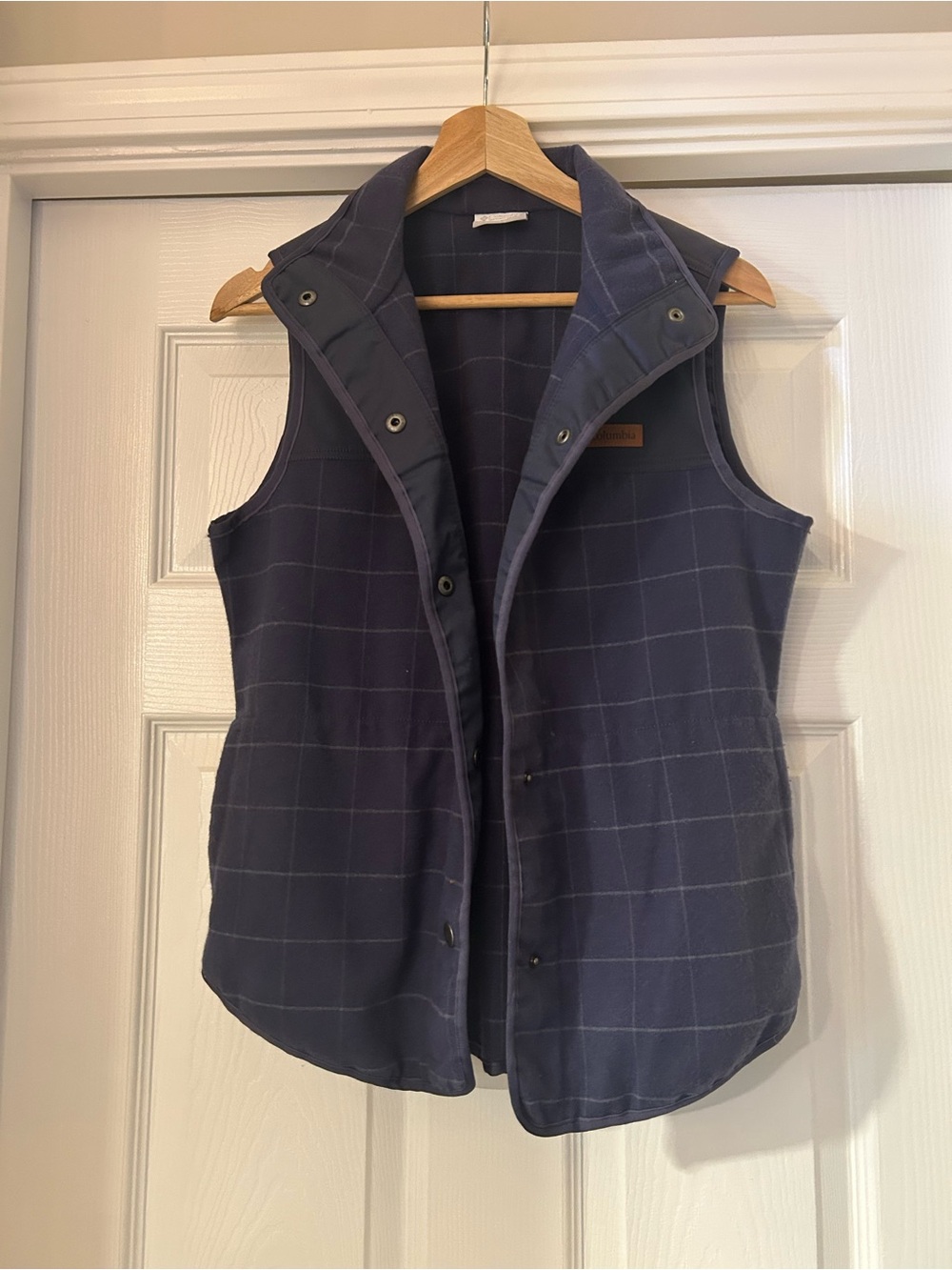 Columbia Navy Windowpane Quilted Vest